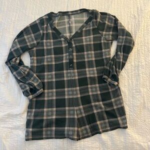 Gilly Hicks Waffle Knit Onesie Green Plaid XXL